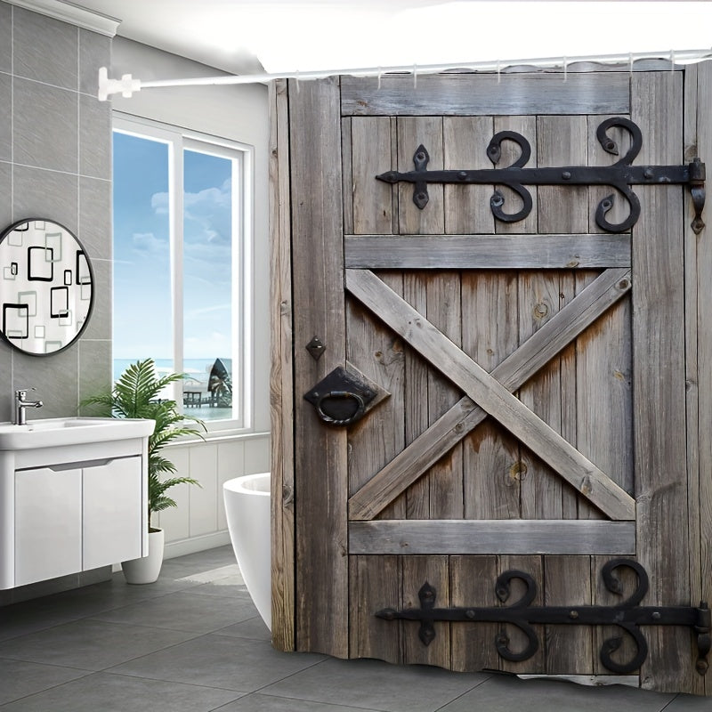 Vintage Metal Wooden Door Shower Curtain