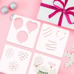 4pcs PET Hollow Out Stencils for Scrapbook Balloon, Christmas & Thanksgiving Cra