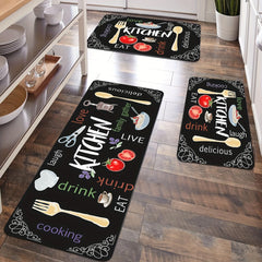Non Slip Kitchen Rug with Digital Printed Letters