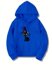 Kitten Witch Hat Hoodie Girls Halloween Top Kids Gift