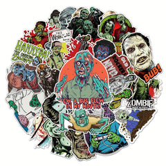 Set of 51 Custom Zombie Graffiti Stickers for Skateboards & More