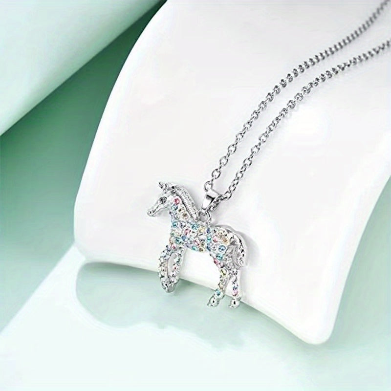 Colorful Horse Pendant Necklace Jewelry Gift for Girls