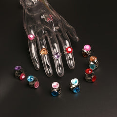 10pcs Kids Crystal Gem Cartoon Rhinestone Ring Set