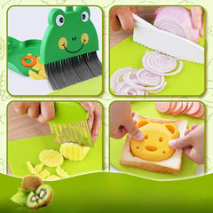 Kids Cooking Kit with Safety Knives, Cutting Board & Food Shapes