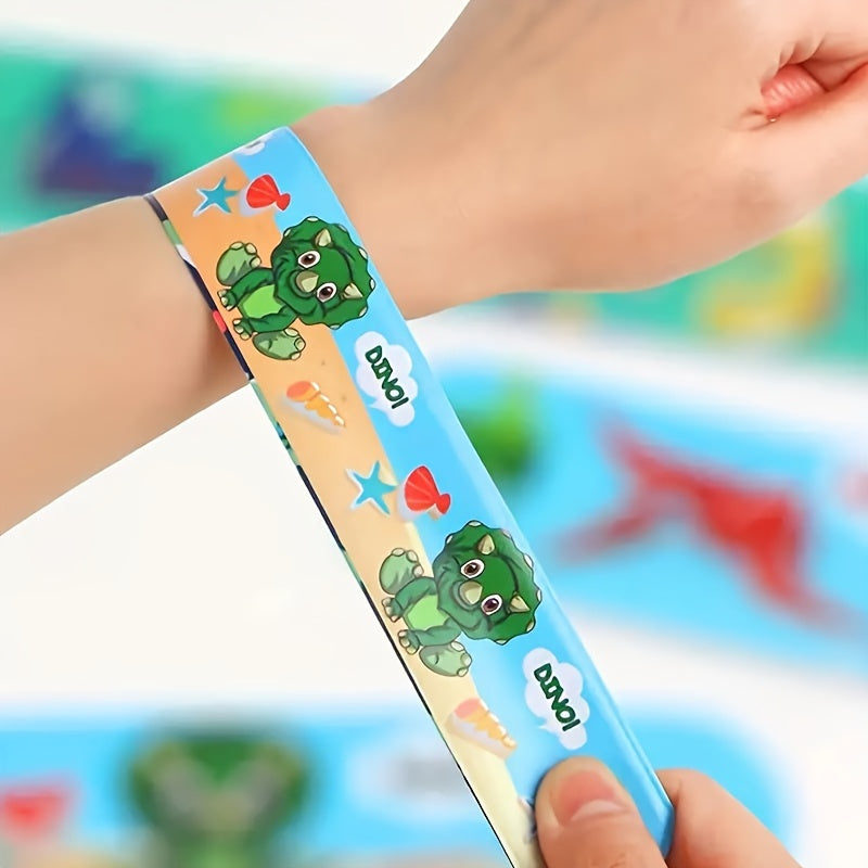 12pcs Dinosaur Snap Rings for Parties - Holiday Dinosaur Bands
