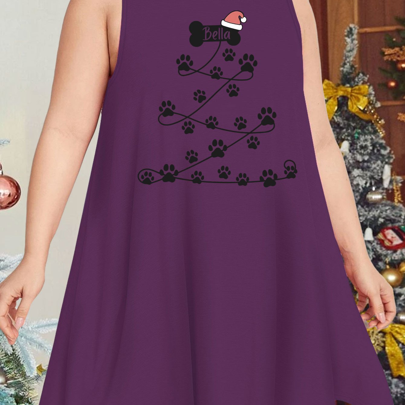 Christmas Nightdress Women's Christmas Tree Pattern Sleep Dress
