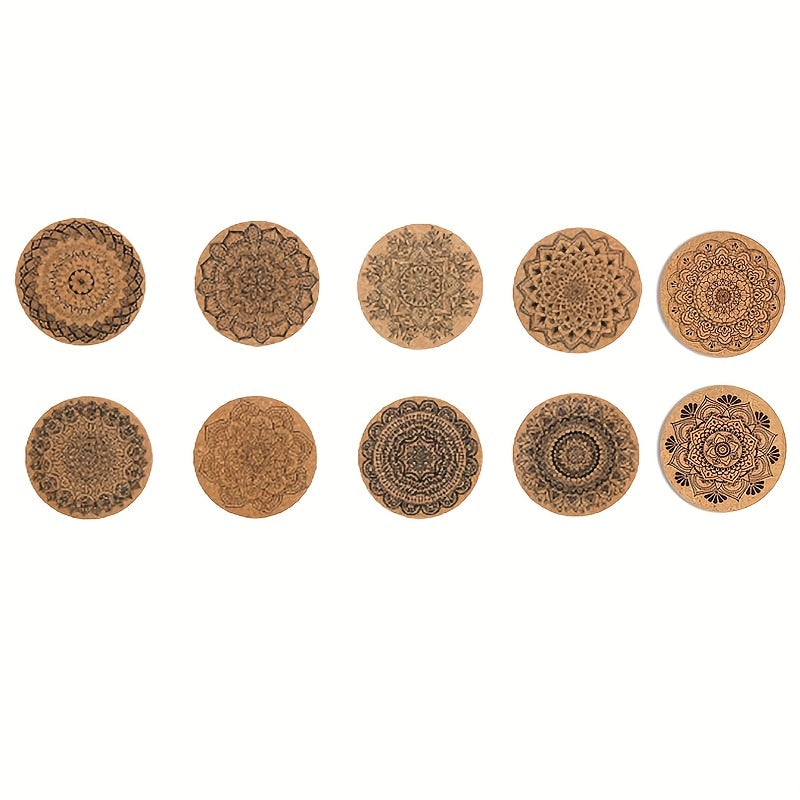 10pcs Cork Coasters Absorbent for Drinks Wooden Tabletop Protection