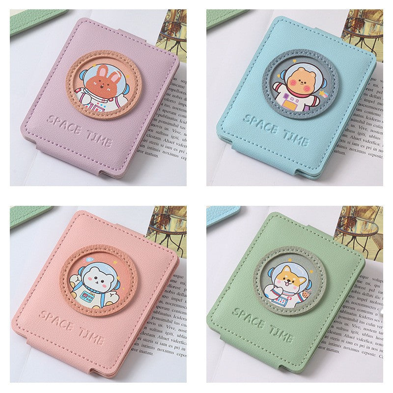 Double Sided PU Makeup Mirror Folding Portable Double Sided Mirror