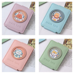 Double Sided PU Makeup Mirror Folding Portable Double Sided Mirror