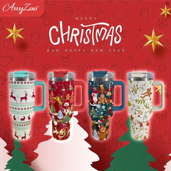 Anyzoo 40oz Christmas Stainless Steel Water Cup Leakproof Bottle