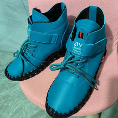 Women's Faux Leather Non slip Walking Shoes Comfortable Solid Medium Tube Hiking