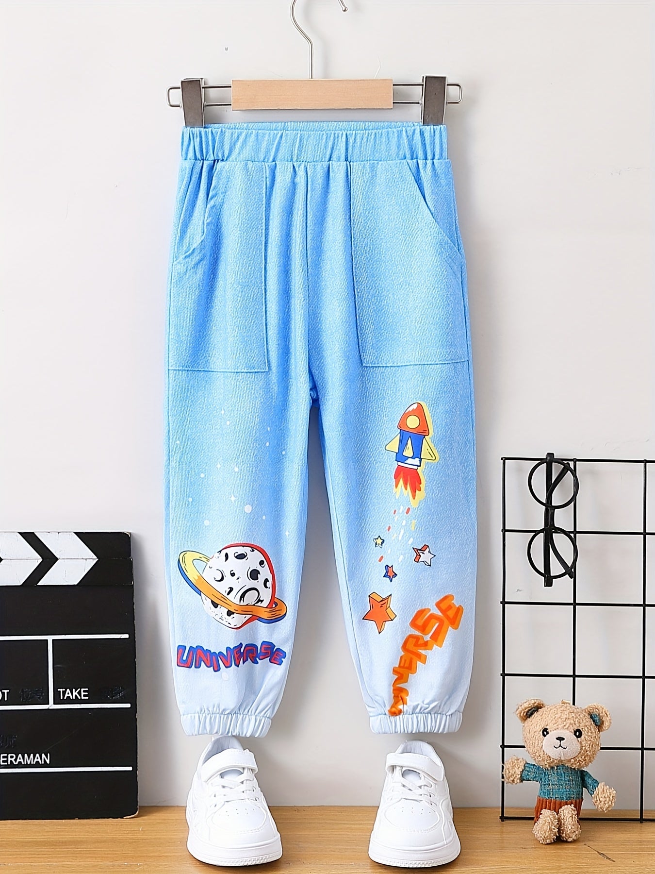 Boys Casual Rocket Print Denim Long Pants Spring Autumn
