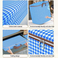 Large Capacity Clothing Storage Bag with Houndstooth Pattern