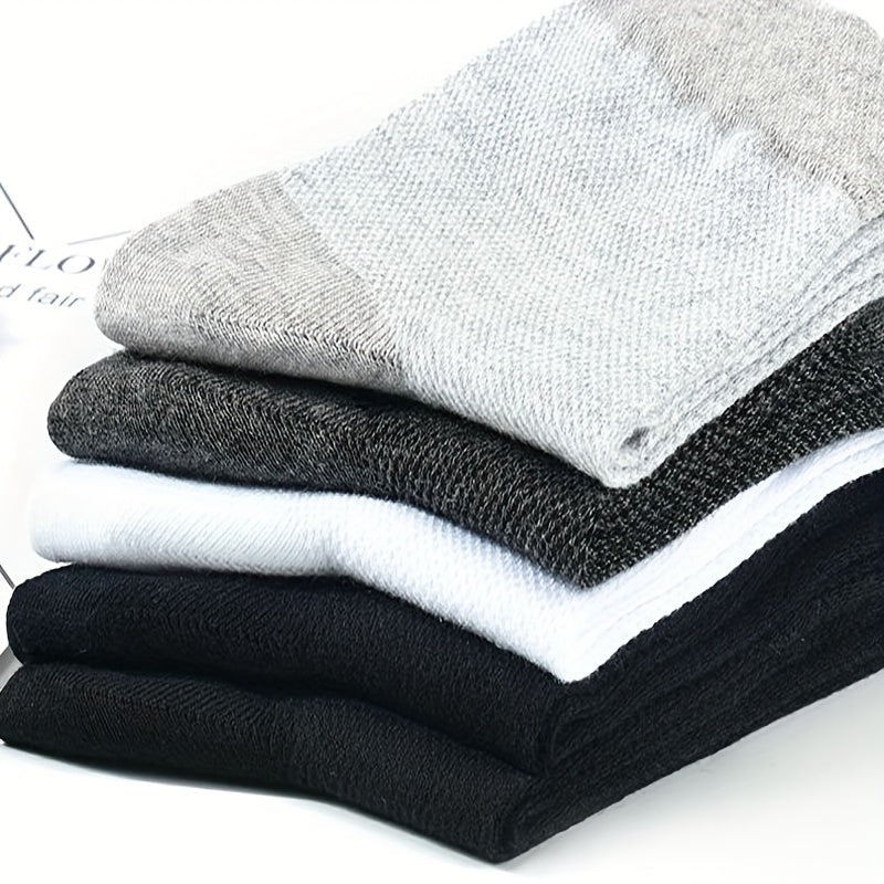 Men's Solid Crew Socks Breathable Comfy Casual Unisex Summer Wearing