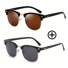 2 Pcs Polarized Sunglasses Semi Rimless Anti Light Eyewear Pack