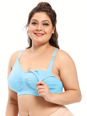 Plus Size Ruched Front Wireless Seamless Push Up Bra