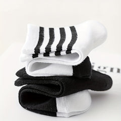 6 Pairs Men's Striped Crew Socks Breathable Casual Outdoor Unisex Socks