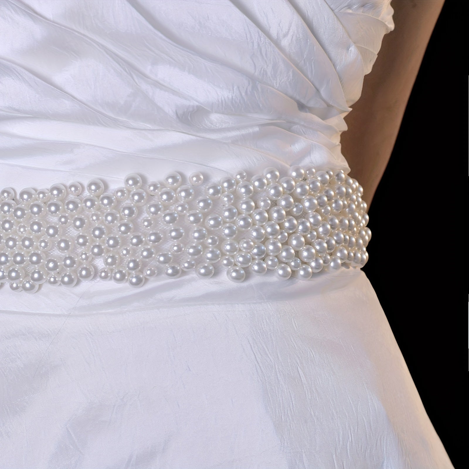 Romantic Bridal Belt with Faux Pearl Accents Soft Nylon Veil