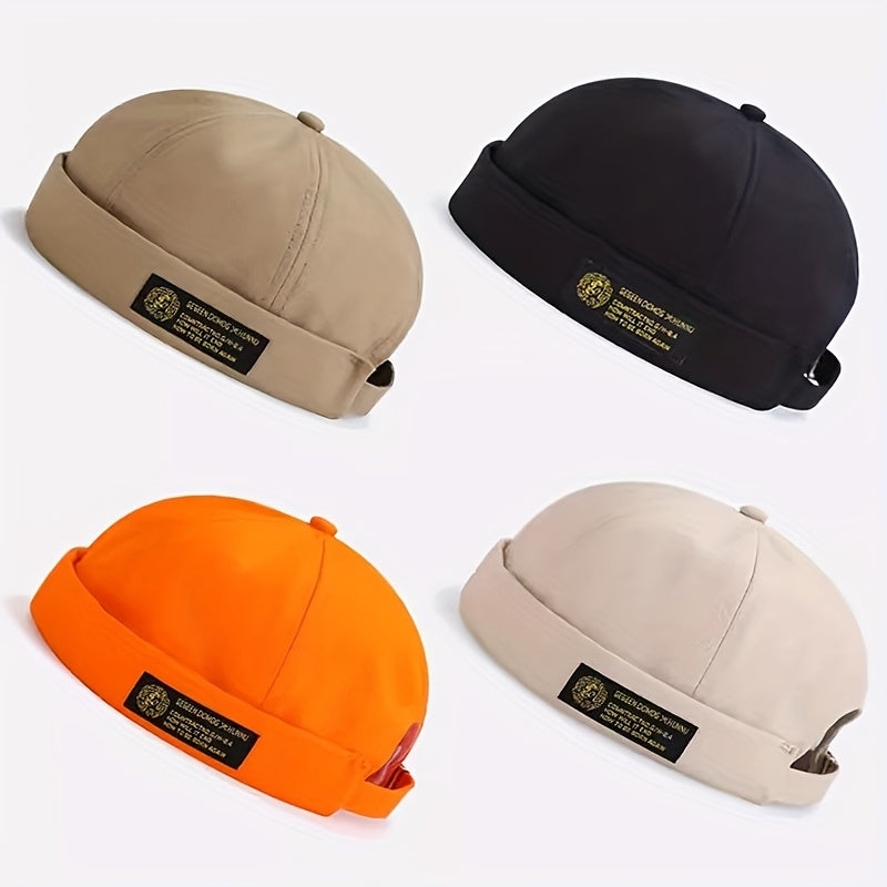 Brimless Hat Retro Skullcap Rolled Cuff Beanie Docker Cap Watch Cap