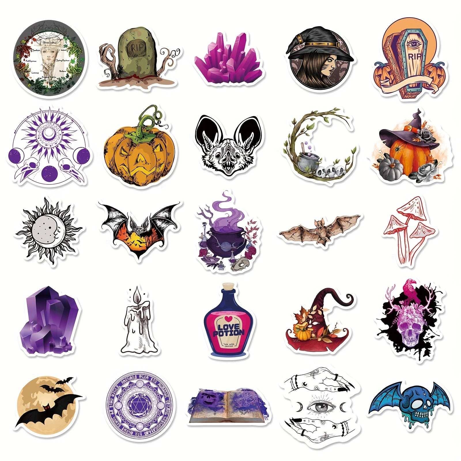 50pcs Halloween Stickers Pumpkin Spooky Waterproof DIY Stickers For Decoration