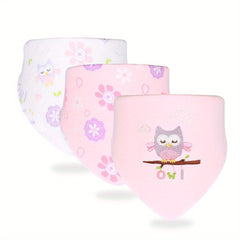 3pcs Baby Cotton Bibs Soft Feeding Bibs With Snap