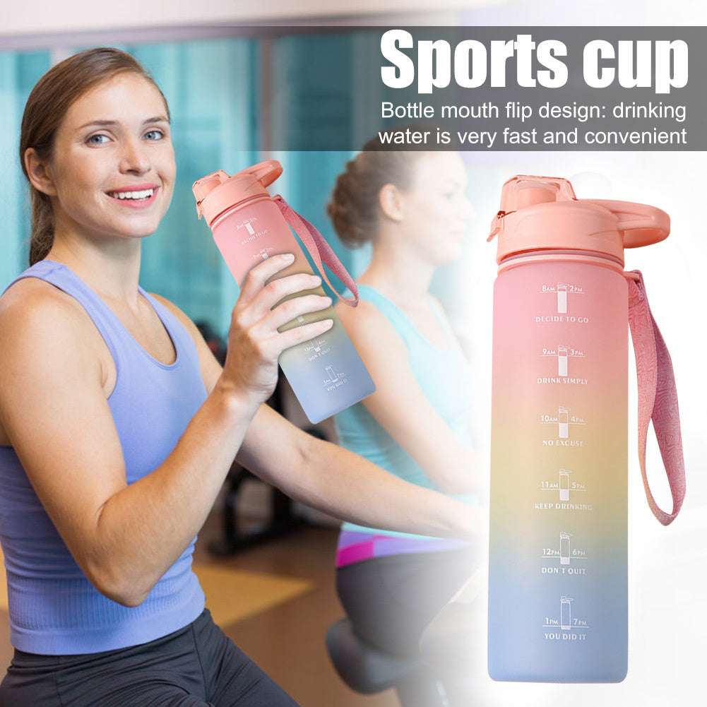 1000ml Gradient Sports Water Bottle with Time Marker