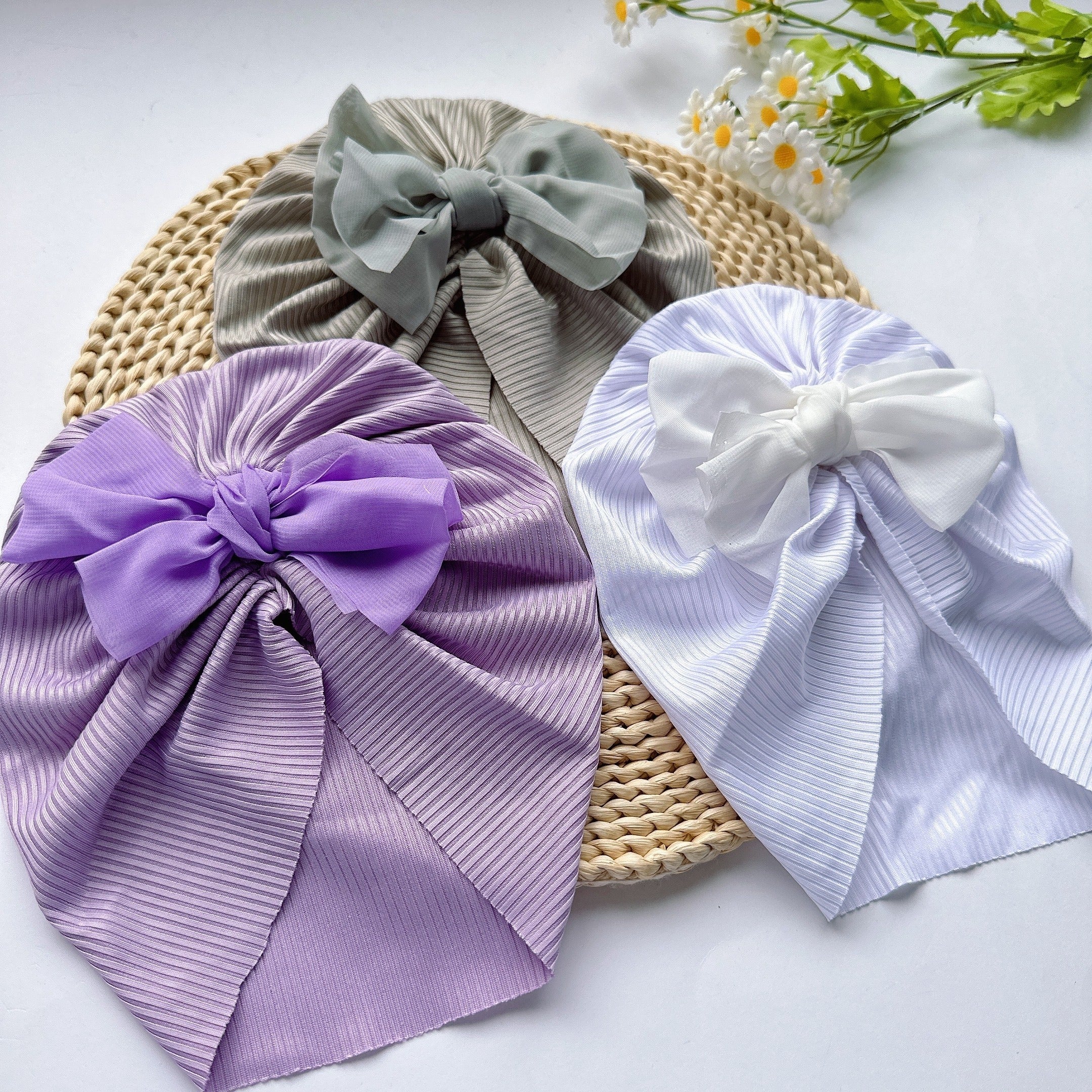 Soft Elastic Strip Flower Baby Hat For Girl