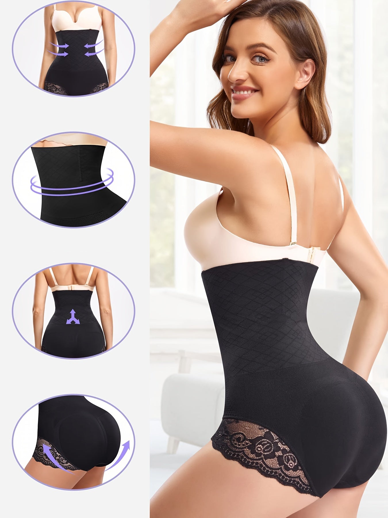 Lace Shaping Panties High Waist Tummy Control Butt Lifting Underwear
