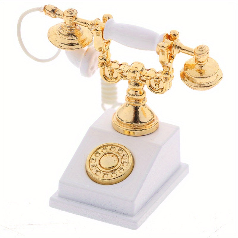 1:12 Dollhouse Phone Model Retro Rotary Telephone for Doll Decor