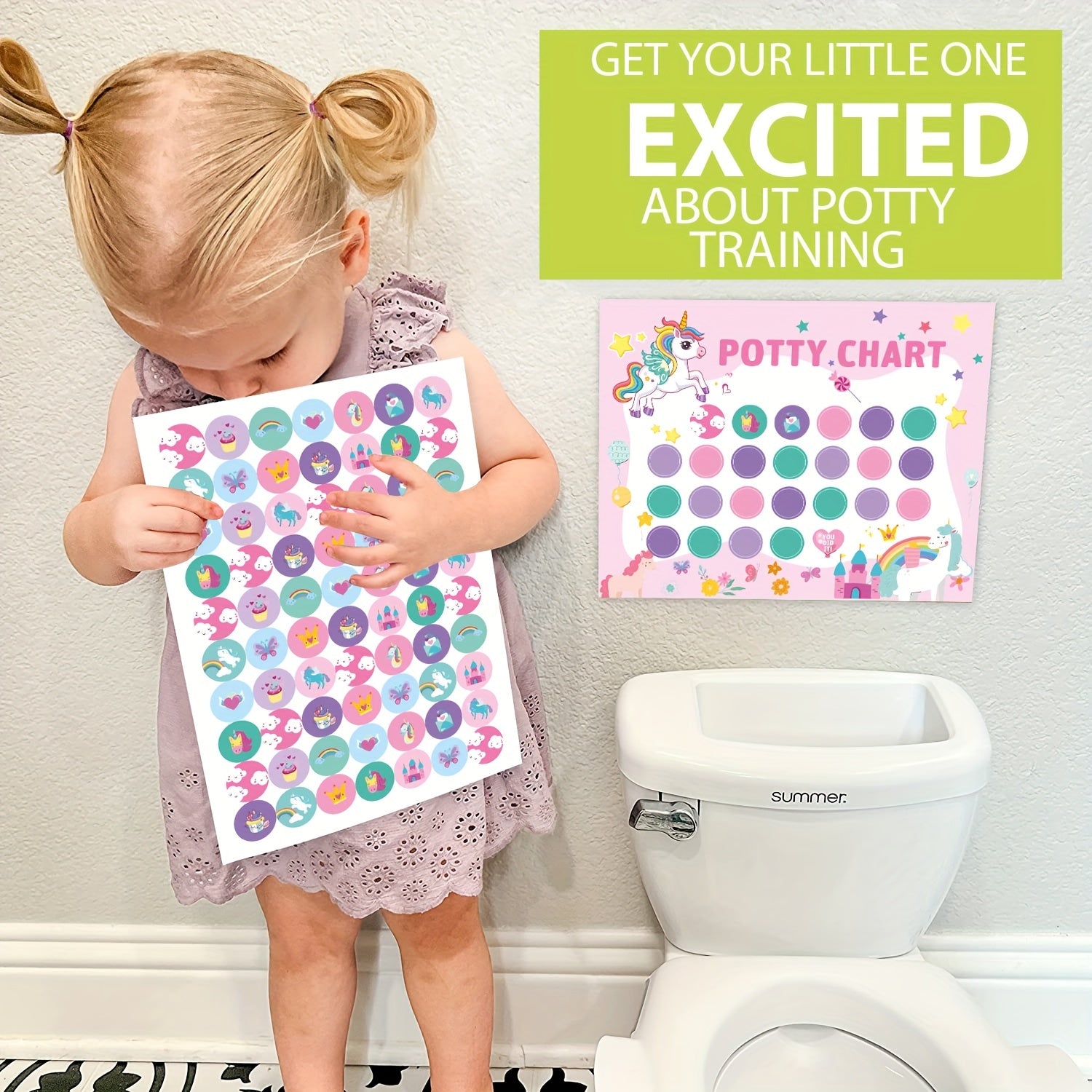 Toilet Training Unicorn Sticker Chart Potty Habit Formation