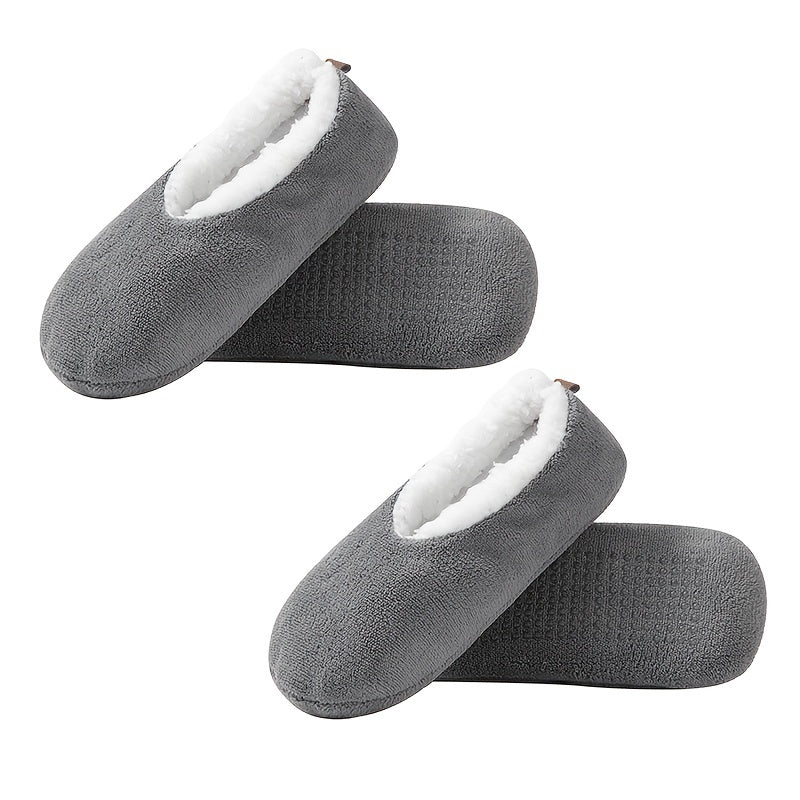 2 Pairs Plush Lined Low Cut Floor Socks