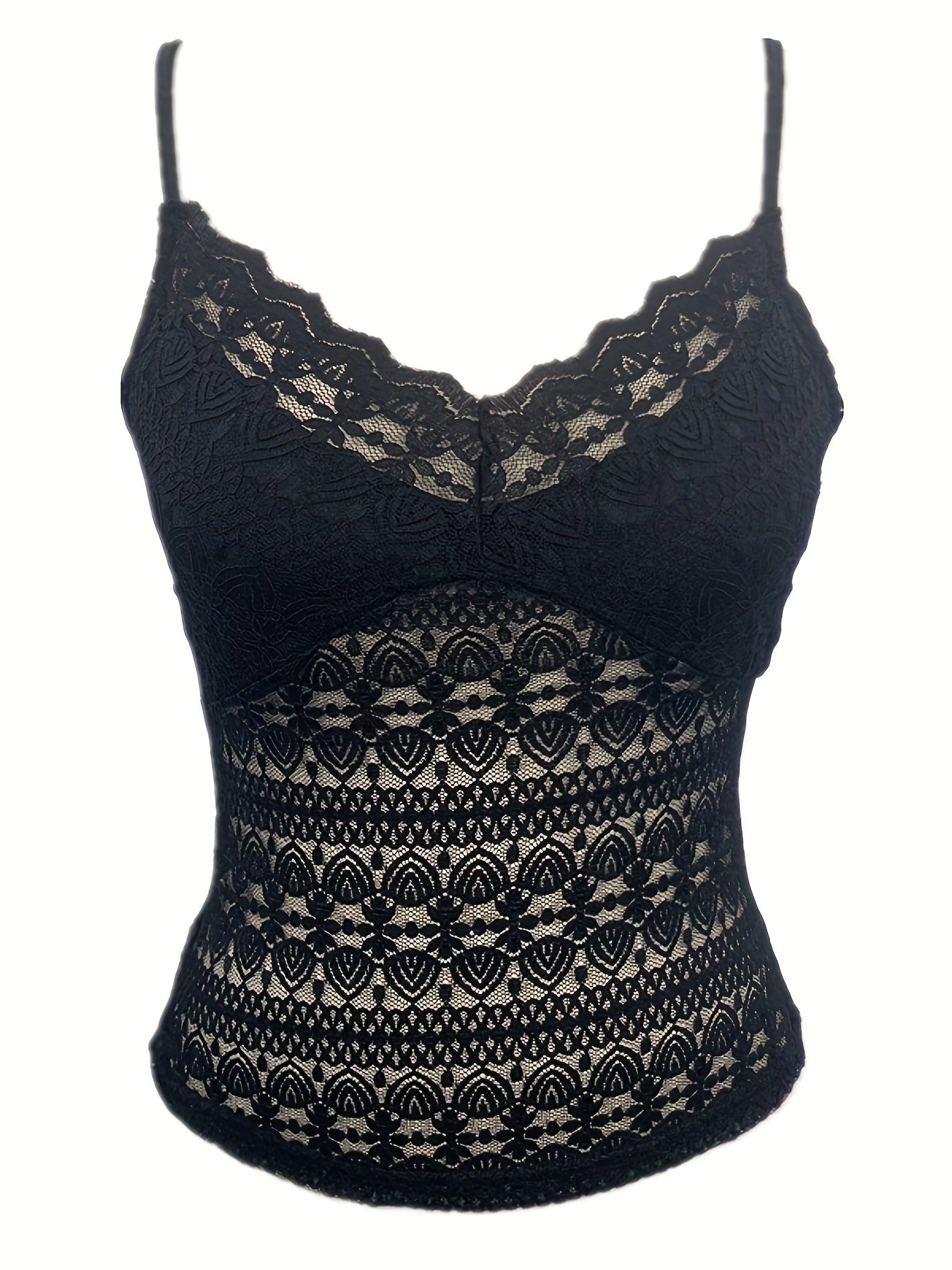 Solid Contrast Lace Cami Top Women's Sleeveless Summer Top