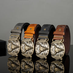 Men's Casual Bull Head Buckle Belt Decorative Accessories