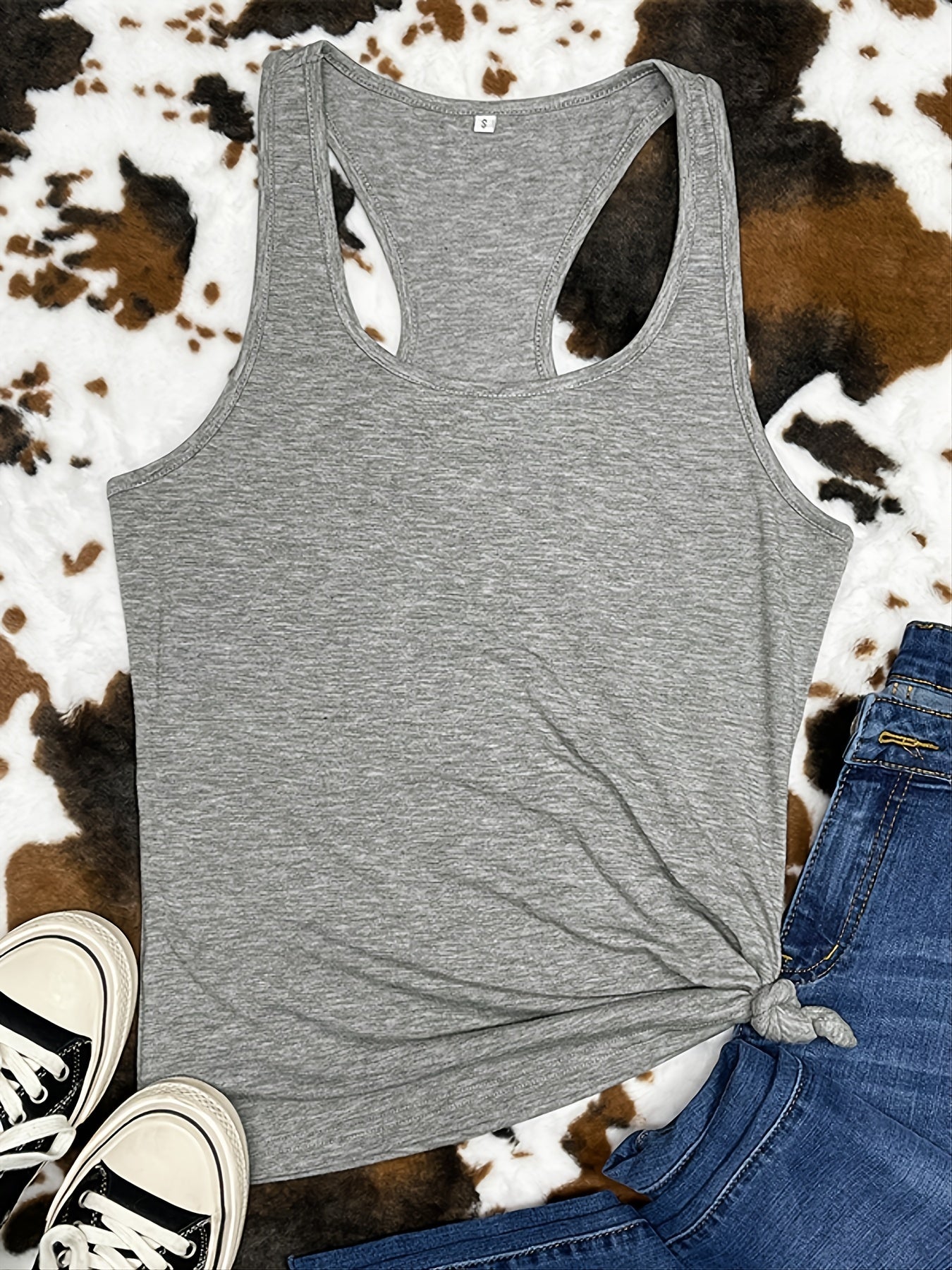Women's Basic Solid Tank Top Sleeveless Crew Neck Casual Top