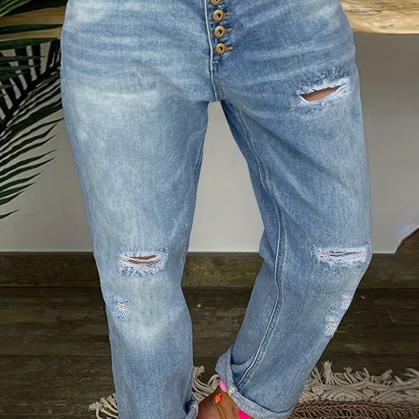 Cut Out Denim Pants