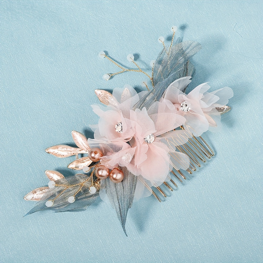 Pink Bridal Comb Wedding Hair Clip Hair Accessories Hair Jewelry