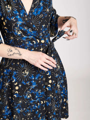 Gothic Dress Women's Plus Sun & Moon Print Knot Dress