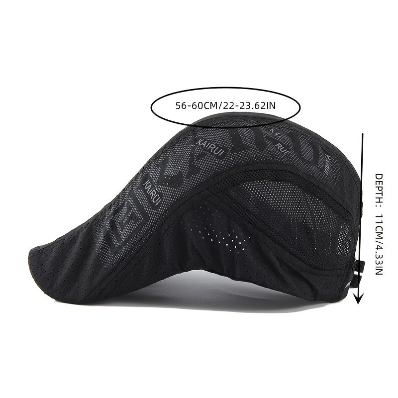 Men's Mesh Printed Forward Hat Thin Mesh Breathable Quick Drying Sunshade Beret