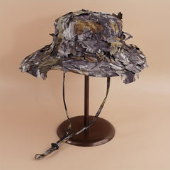 Summer Camouflage Hat Round Edge Tactical Fisherman Hat Leaves Funky Hat