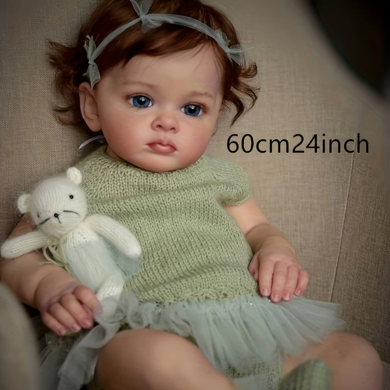 60-96 cm Rubber Body Washable Reborn Doll with Pure Hair for Children