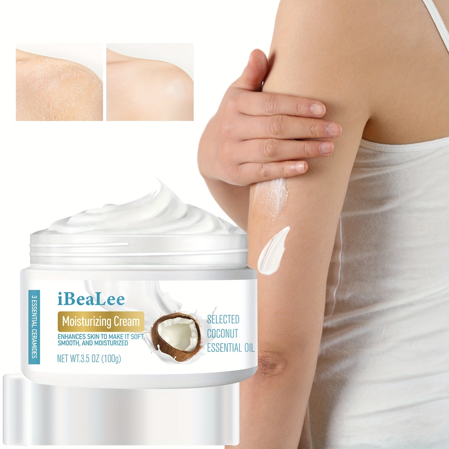 Coconut Moisturizer Body Hydrating Cream for Dry Skin 3.5 oz