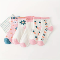 5 Pairs Kids Breathable Short Socks for Summer