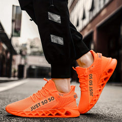 Orange Running Shoes Lace Up Flying Woven Athletic Footwear