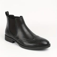 Men's Brogue Wingtip Chelsea Boots Casual Walking Shoes Sleek Look