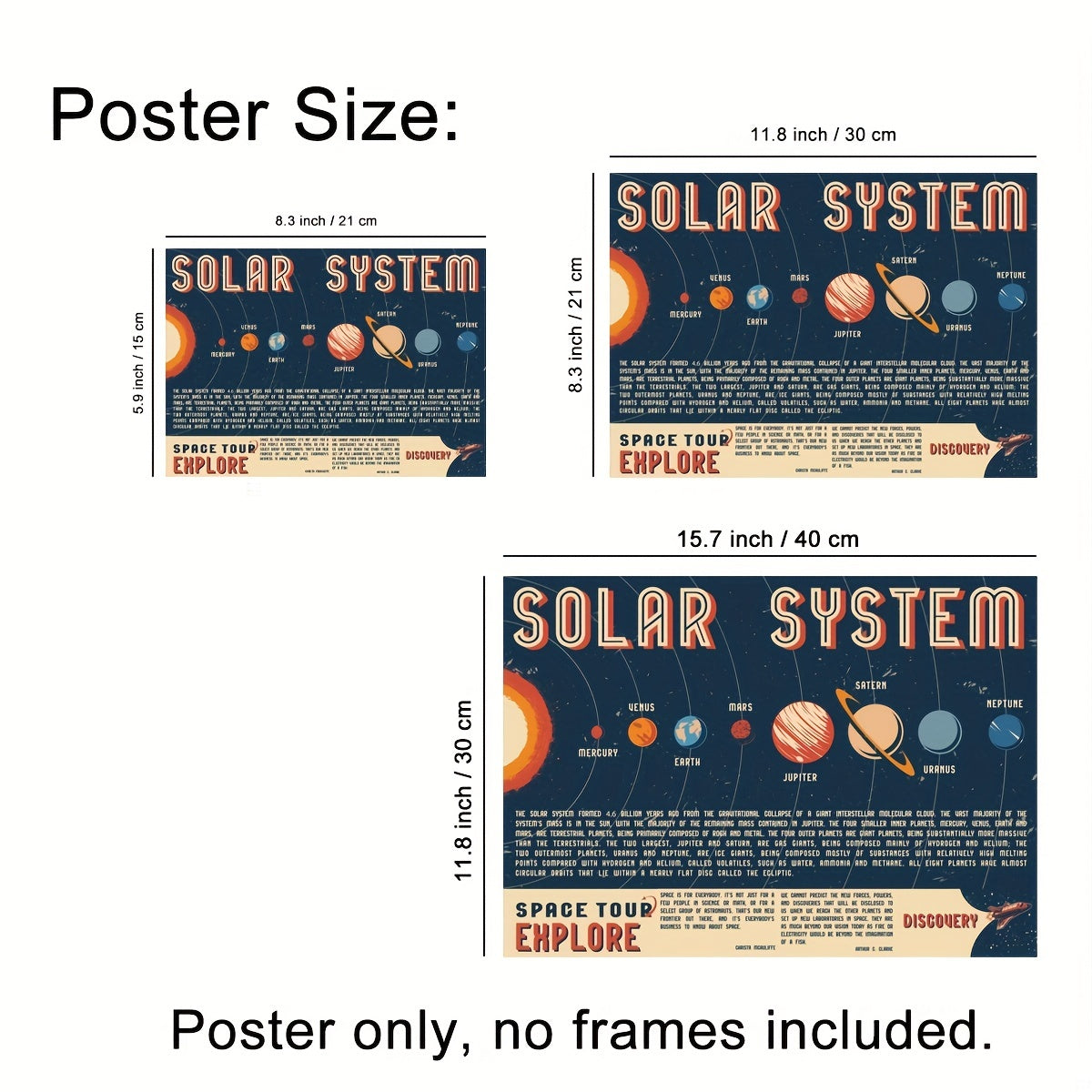 Kid's Solar System Wall Sticker Room Decor Waterproof Posters