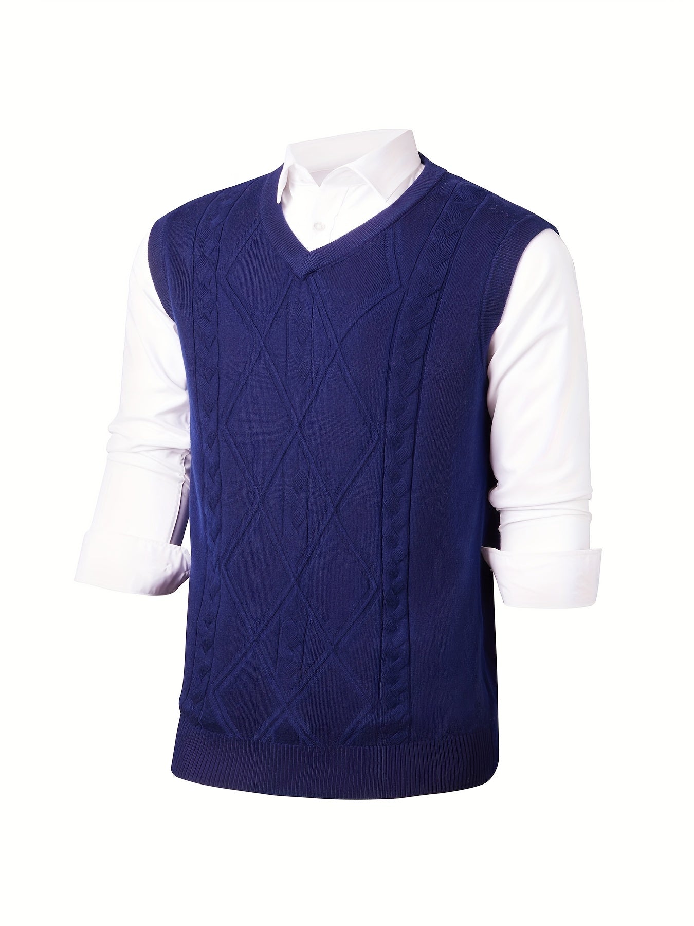 Men's V Neck Cable Knit Sweater Vest