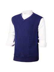 Men's V Neck Cable Knit Sweater Vest