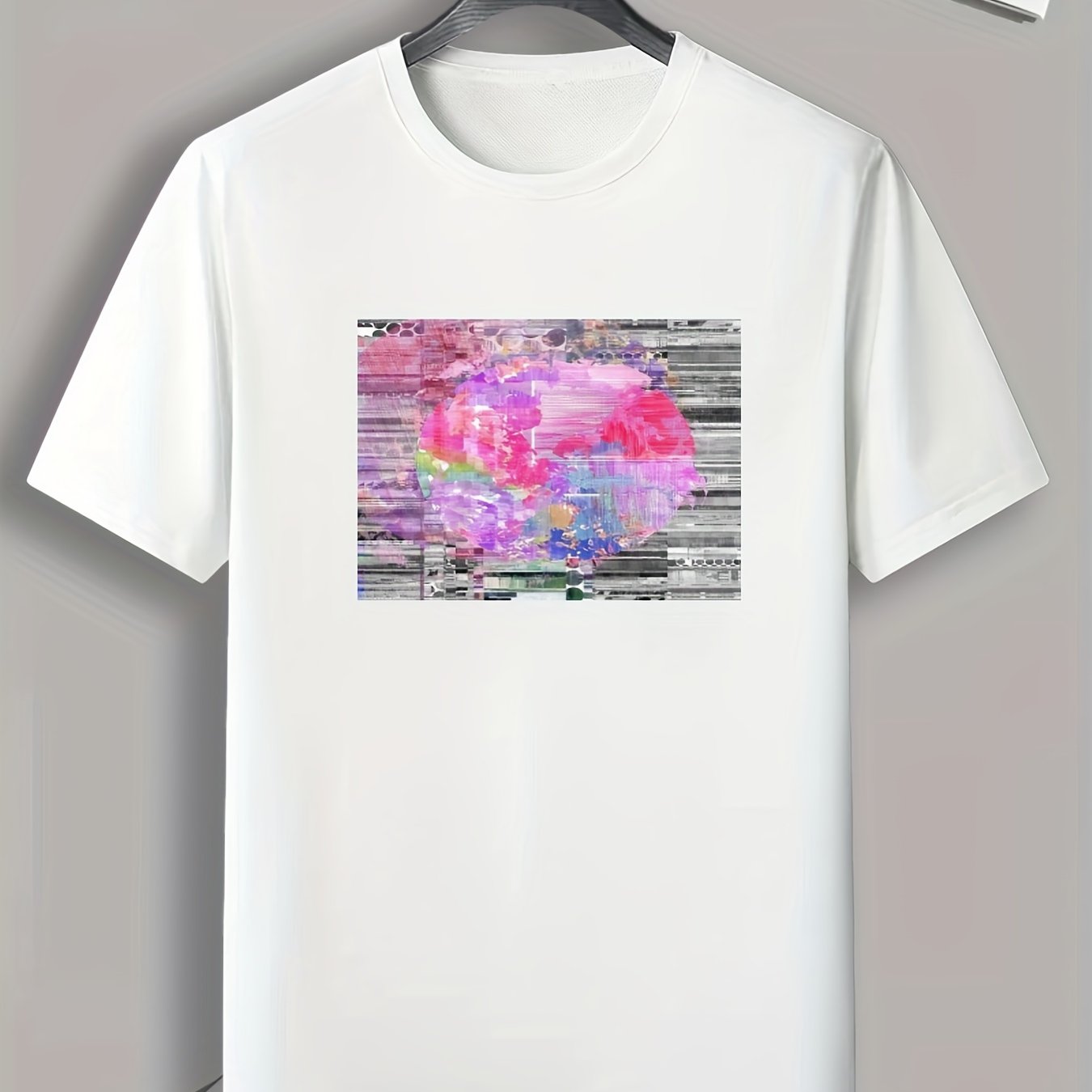 Colorful Brush Stroke Print Men's Comfy T shirt