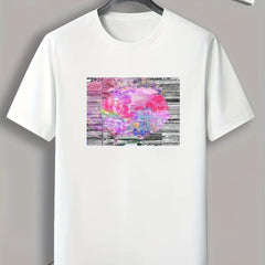 Colorful Brush Stroke Print Men's Comfy T shirt