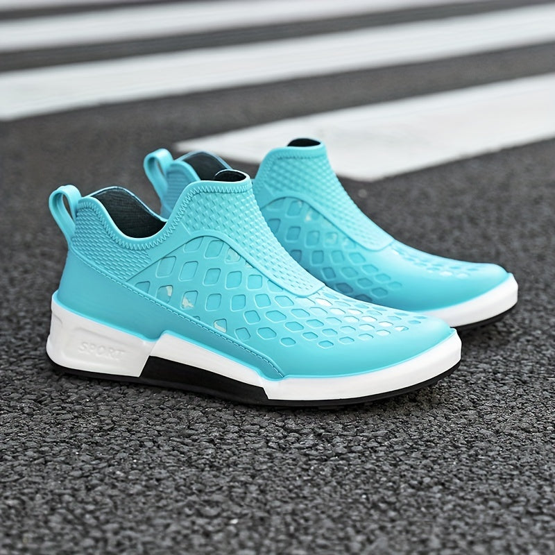 Men Low Top Block Rain Boots Waterproof Non slip Rain Shoes